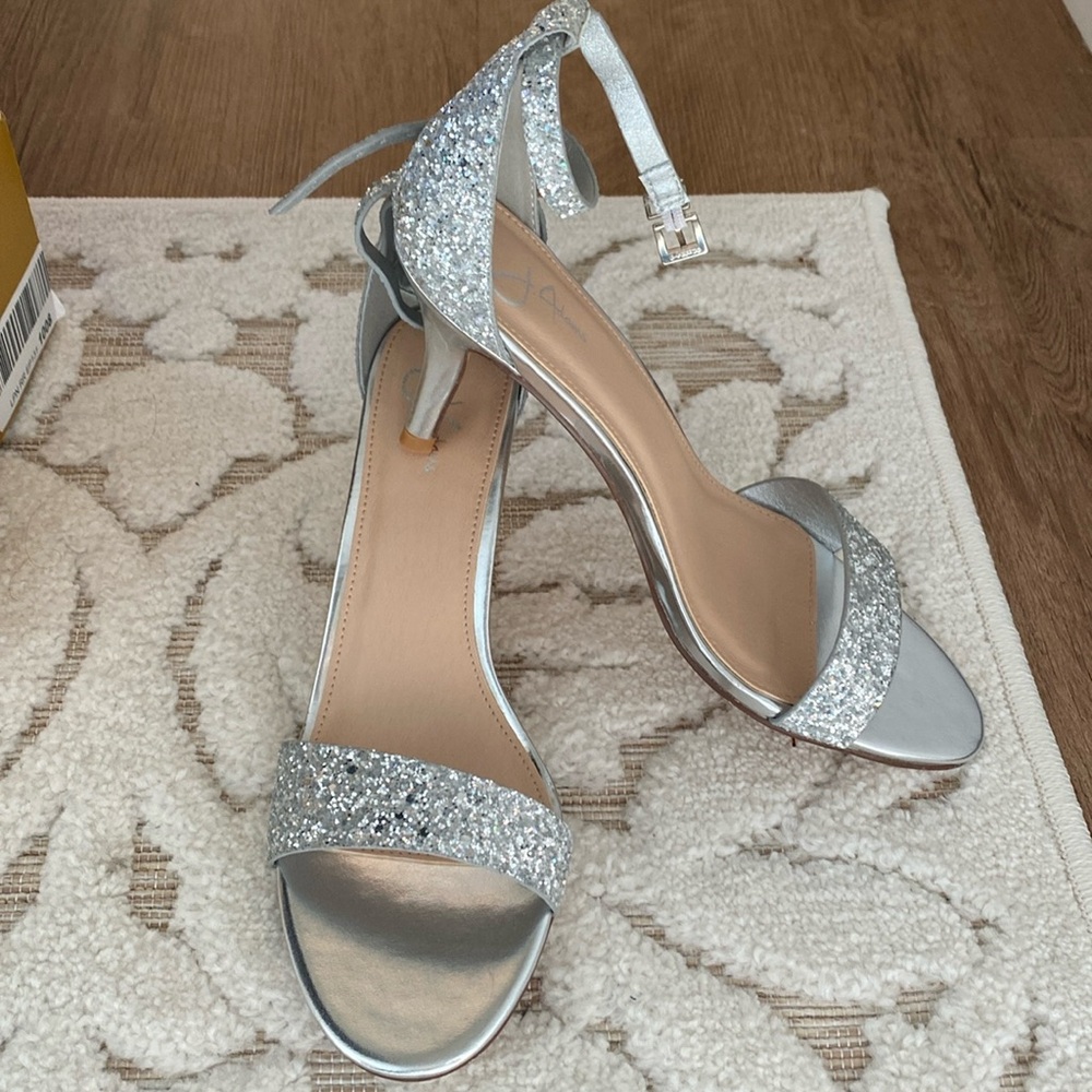 J. Adams silver glitter dress sandal